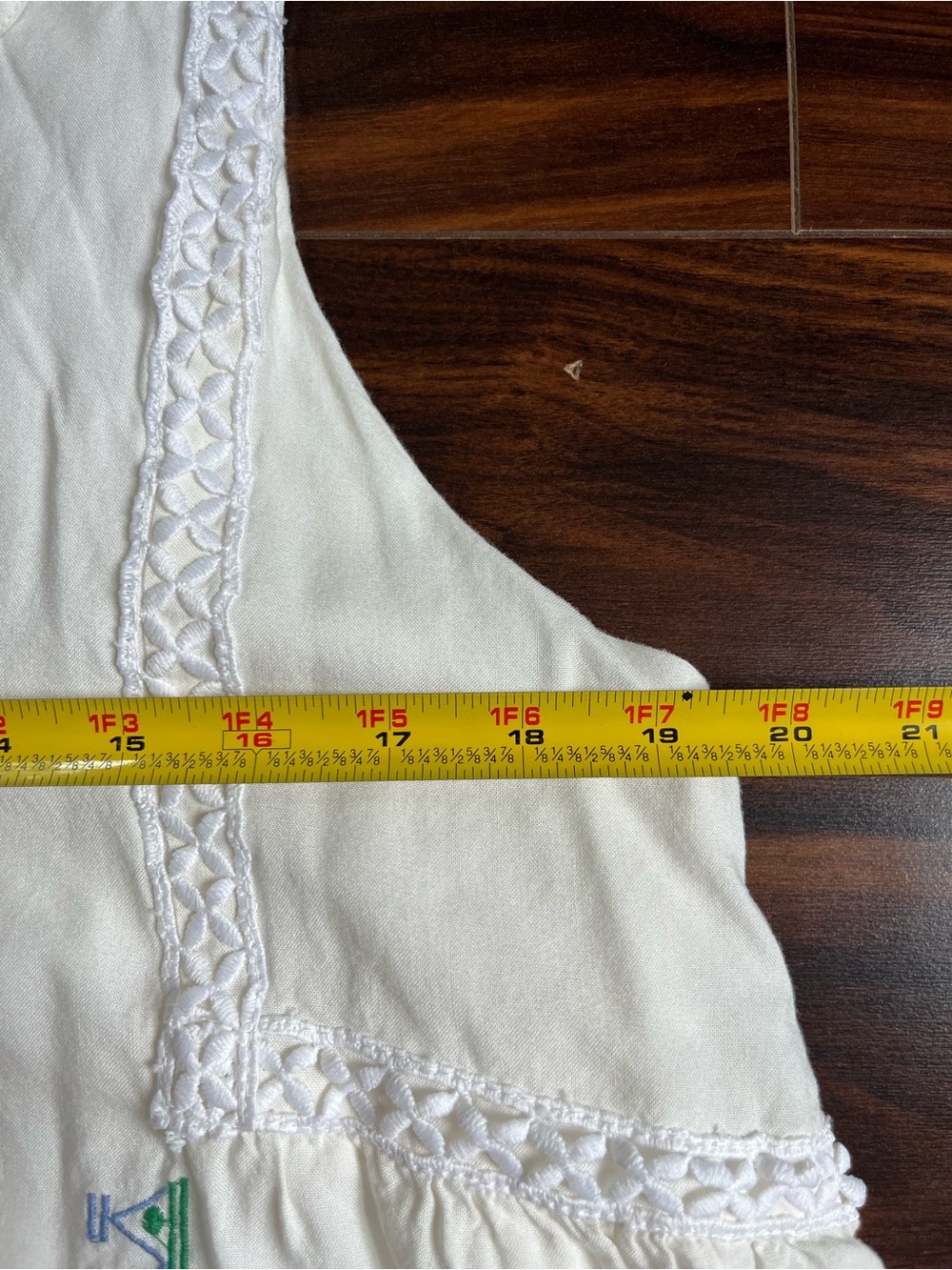 Hiho White Sleeveless Embroidered Dress with Blue & Green Accents, L, EUC - Picture 6 of 9